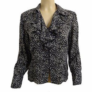 Vintage Liz Claiborne 100% Silk Blouse Ruffled Neckline Size 12